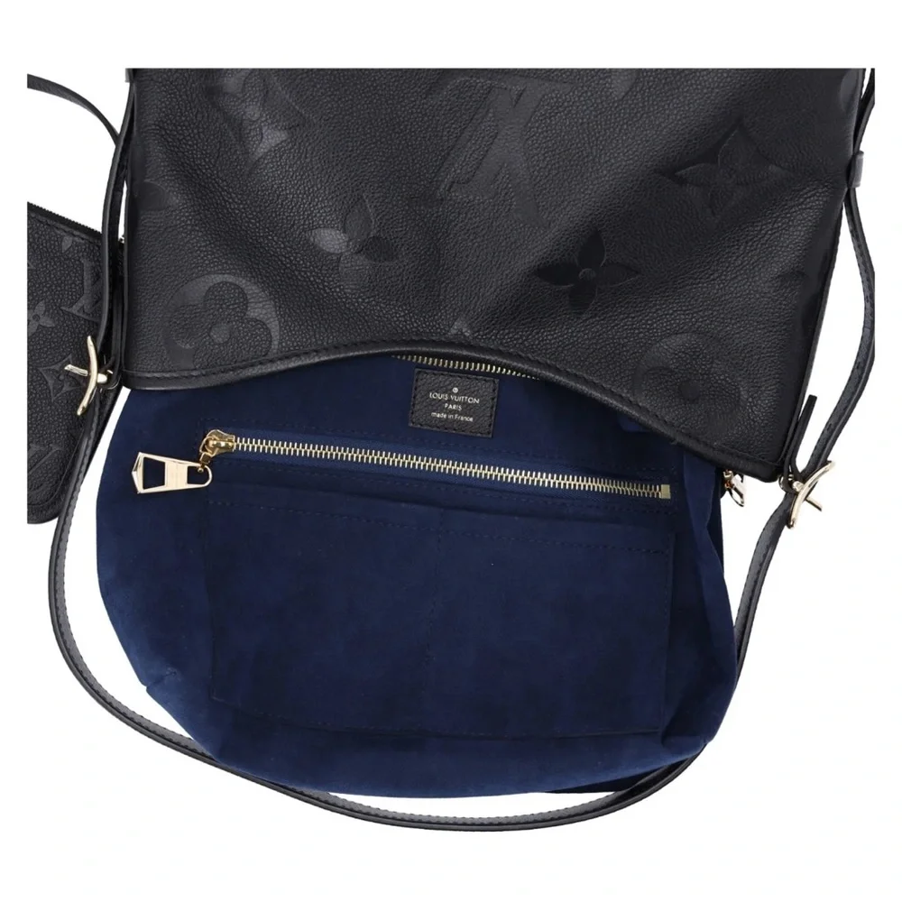 Louis Vuitton Carryall Zip NM PM Hobo M46288 Noir Monogram Empreinte + Pouch